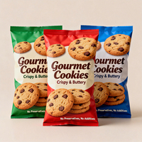 Emballages de Snacks en Plastique Scellés à l'Arrière avec Film d'Aluminium Imperméable Imprimés Personnalisés Emballages de Biscuits Emballages de Gâteaux