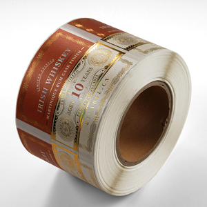 Etiqueta autoadesiva personalizada em rolo de folha de ouro para embalagens de alimentos, etiqueta de folha de prata com textura fina, etiqueta de vodka