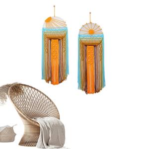 Décor mural en <span class=keywords><strong>macramé</strong></span> complexe avec motifs bohèmes et élégance artistique conçu pour les points focaux muraux et les coins confortables - Product Image 5