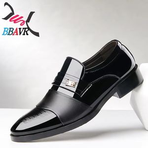 Mocasines de Vestir Formales de Piel Sintética con Punta en Pico para Hombre, Estilo Sólido Negro, Antideslizantes para Oficina y Carrera Profesional - Product Image 1