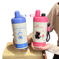 Tasse isotherme en acier inoxydable 304 à motif animal mignon, avec séparateur thé-eau, cordon portable et paille, pour les déplacements