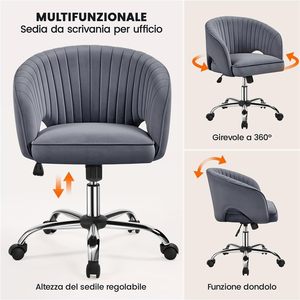 <span class=keywords><strong>Fauteuil</strong></span> de bureau Yaheetech, ergonomique, rembourré en velours, <span class=keywords><strong>fauteuil</strong></span> inclinable, réglable en hauteur, dossier ouvert, en alliage d'aluminium, foncé - Product Image 4