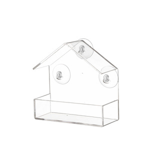 Vente en gros de nichoir à toit triangulaire de haute qualité pour oiseaux sauvages Mangeoire à oiseaux en acrylique transparent avec ventouses solides - Product Image 1