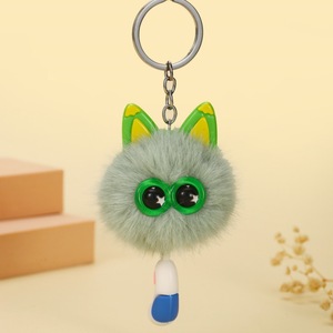 Porte-clés de voiture en fourrure de vison mignon, pendentif en forme d'étoile, boule de peluche pour accessoire de sac à dos - Product Image 6