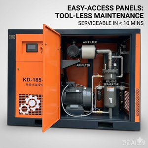 Kelaide KD-185-II 185KW,250HP 15 <b>Bar</b> Industrial Screw Air Compressor Double Stage PM VFD Stationary Oil-Free Air <b>Cooled</b> 380V - Product Image 4