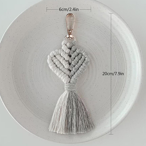 <span class=keywords><strong>Porte</strong></span>-clés <span class=keywords><strong>Macramé</strong></span> Tendance et Adorable, <span class=keywords><strong>Porte</strong></span>-clés <span class=keywords><strong>Macramé</strong></span> Bohème Cœur d'Amour, <span class=keywords><strong>Porte</strong></span>-clés Cœur Tressé Mignon avec Pompon - Product Image 6