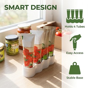 Multifunctional <b>Toothpaste</b> Ketchup <b>Dispenser</b> Storage Rack White PP Rectangular Detachable For Kitchen Bathroom Use - Product Image 5
