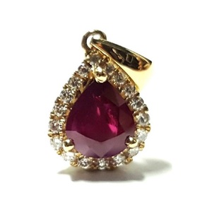 Diseño elegante FIESTA DE Nochevieja señoras 18K oro blanco alta calidad diamante clásico pera rubí colgante mujeres - Product Image 3