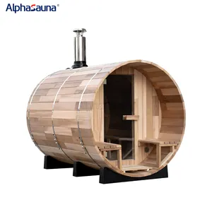 Alphasauna Mejor Sauna Híbrida al Aire Libre Casa de Precio Más Bajo Sauna de Barril de Cedro Prefabricado 4 Personas Opcional