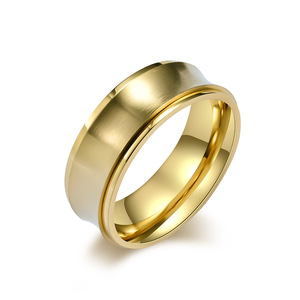 Minimalist Concave <b>Titanium</b> Steel <b>Ring</b> For Men Gold Color Geometric Design Gift Jewelry - Product Image 1