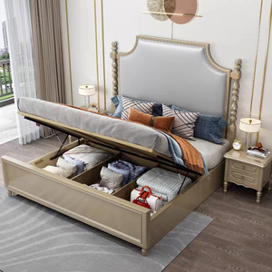 Mobilier <span class=keywords><strong>de</strong></span> chambre à coucher américain Cadre <span class=keywords><strong>de</strong></span> <span class=keywords><strong>lit</strong></span> rembourré Hôtel moderne <span class=keywords><strong>Lit</strong></span> King Queen Size en cuir <span class=keywords><strong>avec</strong></span> <span class=keywords><strong>rangement</strong></span> - Product Image 4