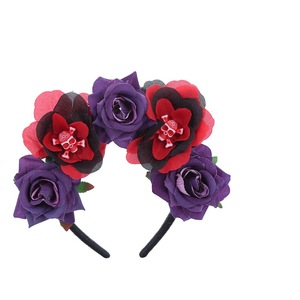 Diadema HLC para Fiesta del Día <span class=keywords><strong>de</strong></span> <span class=keywords><strong>Muertos</strong></span> Mexicano, Accesorios para el Cabello con Calaveras y Rosas para Halloween, Corona para Fiestas y Festivales - Product Image 3