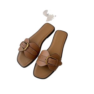 Sandalias Planas con Hebilla y Punta Cuadrada para Mujer, Estilo Vintage, para Vacaciones al Aire Libre, con Una Sola Tira, Venta al Por Mayor, Verano 2026 - Product Image 5