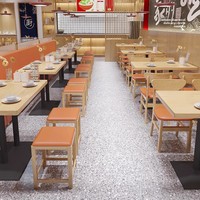 Combinaison Table et Chaises 4 Personnes Personnalisée, Style Moderne Minimaliste, en Bois Massif et Métal, pour Restaurant, Poisson Grillé, Crêperie, Café, Laiterie