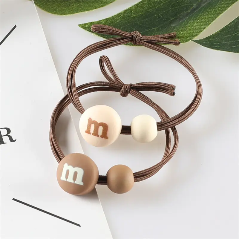 Milk tea colored M-bean hair circle with high elasticity and elastic band for tying hair Oversized Satin
