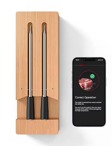 Termómetro Digital Inalámbrico Inteligente para Carne con 2 Sondas, Transmisión Bluetooth Estable, Base Magnética de Carga, Alarma, para Barbacoa, Parrilla, Ahumador, Metálico - Product Image 1