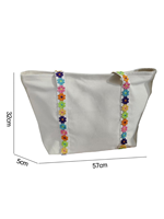Nouveau sac fourre-tout en toile blanche de grande capacité, sac fourre-tout à poignée fleurie tendance et créatif pour un usage quotidien