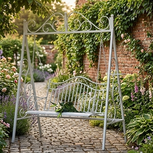 Dondolo Sospeso in Ferro Battuto Bianco Antico per Esterni <span class=keywords><strong>Giardino</strong></span> Terrazzo Balcone, Due Posti, per Arredamento Casa, Fabbricato a Fujian - Product Image 1