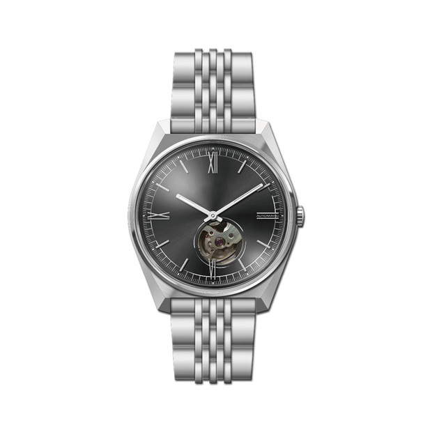 2020 Newest Style Seiko Movement All Stainless Steel Leather Strap Open Heart Dial Luxury Automatic Custom Brand Watch