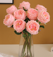 Bunga Austin Rose Peony pelembab, bunga buatan mawar sentuhan asli untuk dekorasi