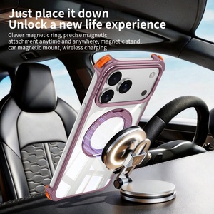 เคสโทรศัพท์แม่เหล็กใสหรูหราสำหรับ iPhone 18 17 16 15 Pro Max พร้อมการปกป้อง 360 องศา °   ฝาครอบกันกระแทกแบบไม่มีกรอบอะลูมิเนียม - Product Image 5