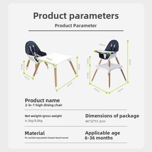 Chaise haute <span class=keywords><strong>pour</strong></span> bébé 2 en 1 multifonctionnelle pliable réglable portable <span class=keywords><strong>pour</strong></span> bébés de plus de 6 mois - Product Image 4