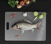 Ensemble de planche à découper en titane antidérapant réversible vintage Blocs à découper en acier inoxydable pur de qualité alimentaire pour la cuisine à domicile