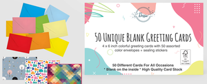Dessie 50-<span class=keywords><strong>Count</strong></span> 4x6 pulgadas All-Accasion Tarjetas de felicitación en blanco Diseños coloridos Sobres sellados en oro Sin variedad de repetición - Product Image 2