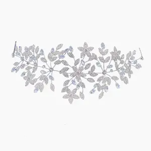 Di lusso Zircone Da Sposa Fascia Lucido CZ pietra tiara copricapo da sposa in argento e oro