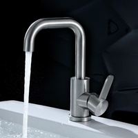 Robinet de lavabo de salle de bain monotrou en acier inoxydable à montage sur plan avec cartouche céramique, design moderne pour chambre à coucher