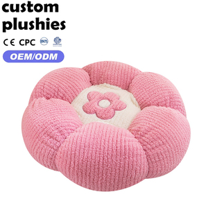 Vente directe d'usine, coussin en peluche brodé de fleurs <span class=keywords><strong>roses</strong></span>, tissu rayé doux, coussin de sol pour usage au bureau - Product Image 1