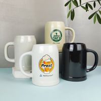Mug en céramique personnalisé avec logo, pour club de bière, funérailles, avec poignée, 0,5 L, couleur unie, activité de fête, tasse à bière, passe au micro-ondes et au lave-vaisselle