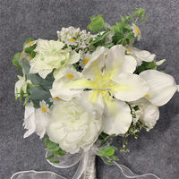 B-1286 Neuer Trend Hochzeitszubehör Seiden-Weiße Lilien Rosen Pfingstrosen Kurze Zweige Wildblumen Valentinstag Brautjungfern-Blumenstrauß