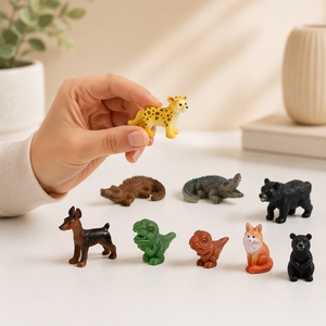 Figurines 3D Réalistes en Résine : Ensemble de Jouets Dinosaures, <span class=keywords><strong>Crocodile</strong></span>, Ours, Renard – Jouets pour Enfants, Apprentissage de la Reconnaissance des Animaux du <span class=keywords><strong>Zoo</strong></span>, Pâte à Modeler, Slime, Cadeau - Product Image 1