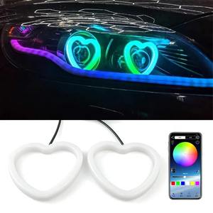 Anillo de Ojos de Ángel LED de Color de Ensueño de Último Diseño, 12 V, Control por Aplicación, Forma de Corazón, Accesorios de Iluminación para Automóviles WRGB - Product Image 4