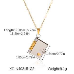 Exquisitos Collares de Cadena para Mujer, Collar con Colgante de <span class=keywords><strong>Libro</strong></span> <span class=keywords><strong>Solitario</strong></span> de Acero Inoxidable, Joyería Moderna Chapada en Oro Resistente al Agua - Product Image 6