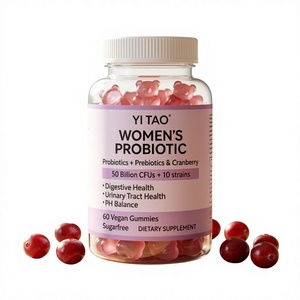Gomitas veganas probióticas para mujeres de marca privada/OEM/ODM con prebióticos que favorecen la salud digestiva, vaginal y urinaria. MOQ bajo: 50 unidades. - Product Image 1