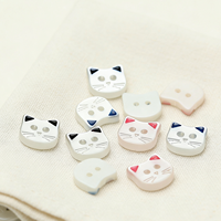 Kancing Resin Bentuk Hewan Warna Putih Dengan Telinga Hitam Merah Biru 2 Lubang 20L 24L 28L 32L untuk Sweater