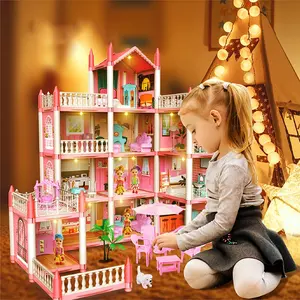 Big Beautiful Diy Doll House Miniature Furniture Doll House For Kids