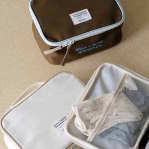 Cubo de embalaje de algodón de gran tamaño marrón, bolsa de viaje de 10 pulgadas, etiqueta de costura, bolsa de cosméticos de algodón puro - Product Image 4