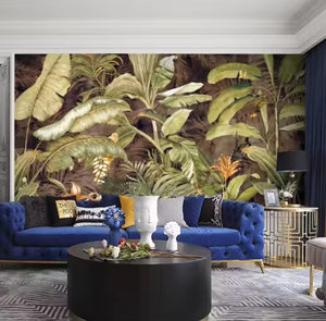 Papier peint <span class=keywords><strong>mural</strong></span> personnalisé imprimé en 3D avec des plantes tropicales, autocollants muraux peints à la main, paysage naturel, <span class=keywords><strong>jungle</strong></span>, feuilles de bananier, murale - Product Image 3