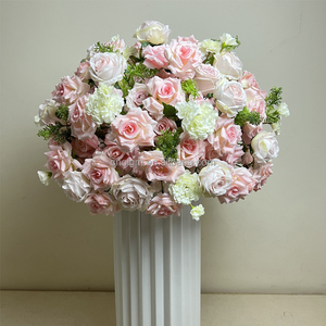 Bóng hoa trang trí bàn tiệc cưới, sự kiện, làm từ hoa hồng, mẫu đơn, hoa cẩm tú cầu nhân tạo màu hồng đỏ phổ biến - Product Image 3