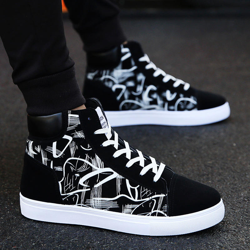 Fashion High Top Canvas Shoes Teenagers Thick Soled Casual Board