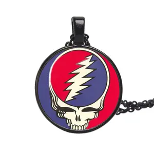 Grateful Dead Vòng Cổ Mặt Dây Chuyền Hình Đầu Lâu Đường Kính Vòng Cổ Ngọc Mài Tròn Hình Ảnh Trang Sức Nữ