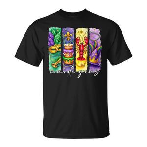 Camiseta de Mardi Gras con Diseño de Flor de Lis, King Cake y Cangrejo de Río de Luisiana, Camiseta Promocional Premium con Diseño Icónico de Nueva Orleans - Product Image 1