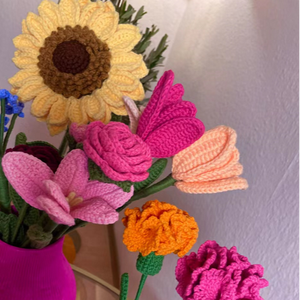 الجملة اليدوية الحياكة باقة أزهار الإقحوانات روز توليب القرنفل كالا الزنابق ننسى-me-لا يملكون الكروشيه - Product Image 1