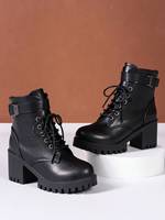 Bottes de combat à plateforme pour femmes, fermeture éclair latérale, talon original, imperméables, semelle crantée, collection automne, vente en gros