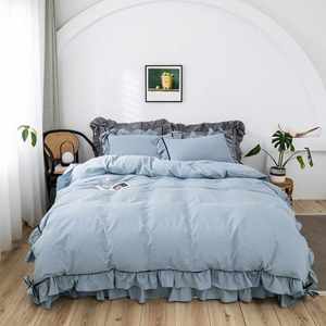 Juego de Ropa de Cama para Niñas Sweet Princess, 4 Piezas, con Volantes, de Algodón Sólido, Incluye Falda de Cama, Cubrecama, Sábana y <span class=keywords><strong>Funda</strong></span> de Edredón para Dormitorio - Product Image 3