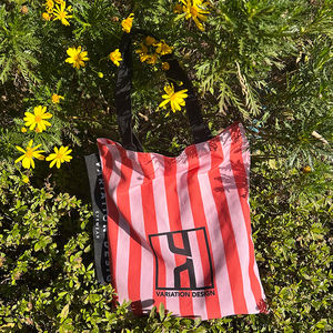 低起订量批发，可定制徽标和尺寸，棉质帆布手提袋，可重复使用的棉质条纹袋 - Product Image 4