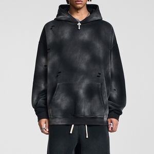 Sudadera con capucha de gran tamaño para hombre desgastada con logotipo personalizado de peso pesado 350 GSM - Product Image 1